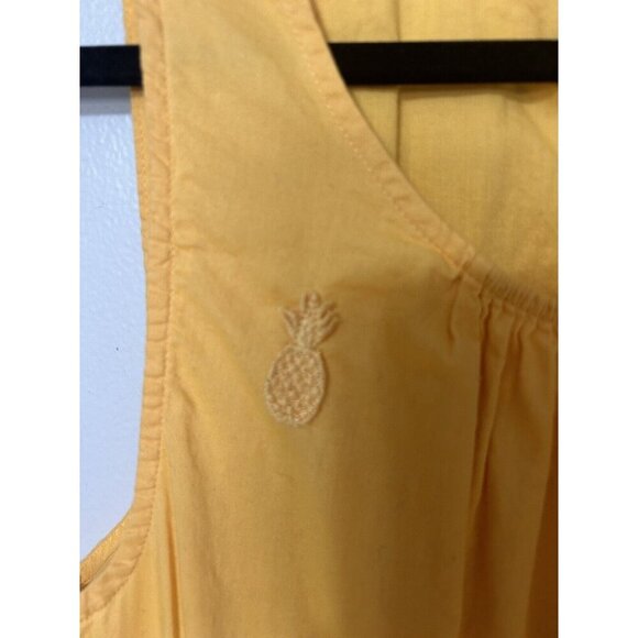 J Crew Mini Dress Womens 10 Yellow Pineapple Cotton Lightweight Breezy Tropical - Picture 6 of 8